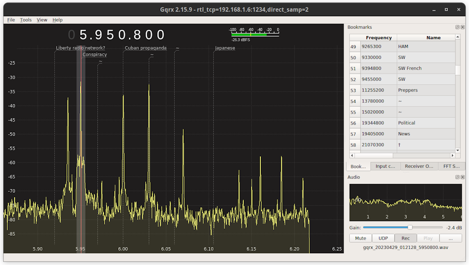 Direct sample results on the GQRX