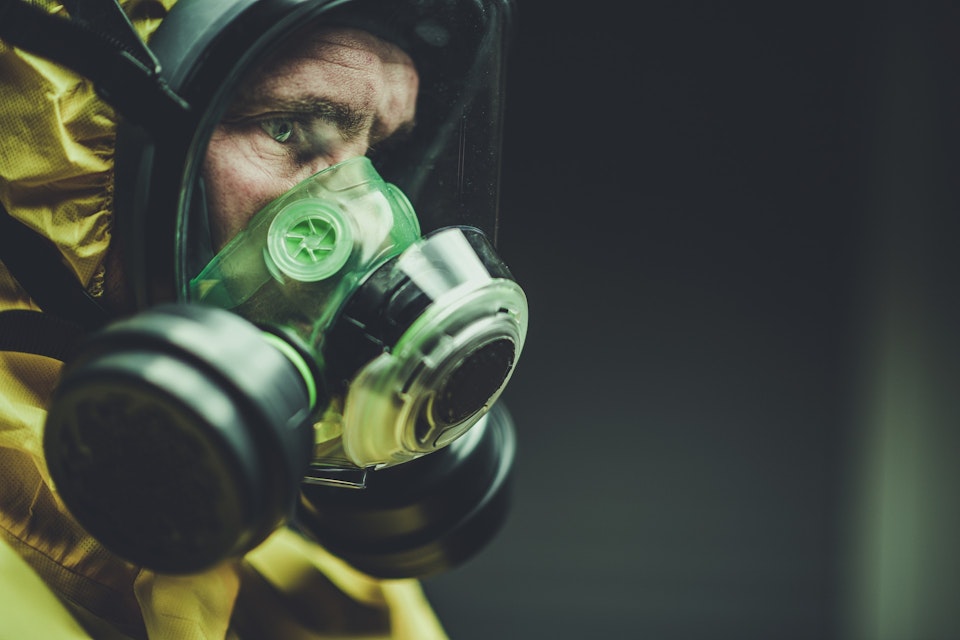 Hazmat suit with respirator